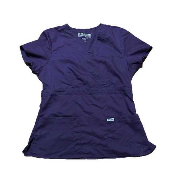 Grey’s Anatomy by Barco Scrub Top Purple Women’s Medium V-Neck Pockets - Picture 1 of 4